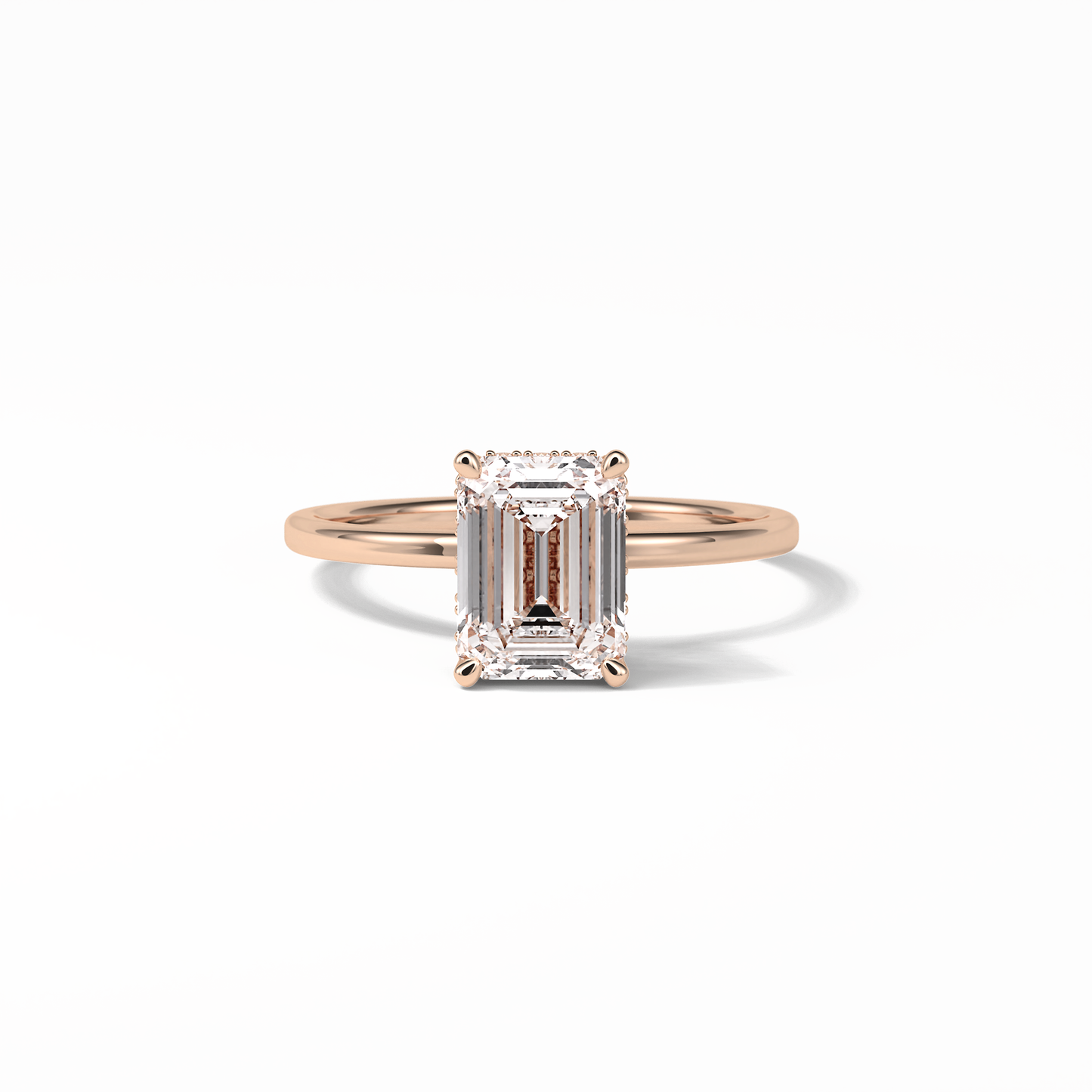 Emerald Hidden Halo Lab Grown Diamond Engagement Ring