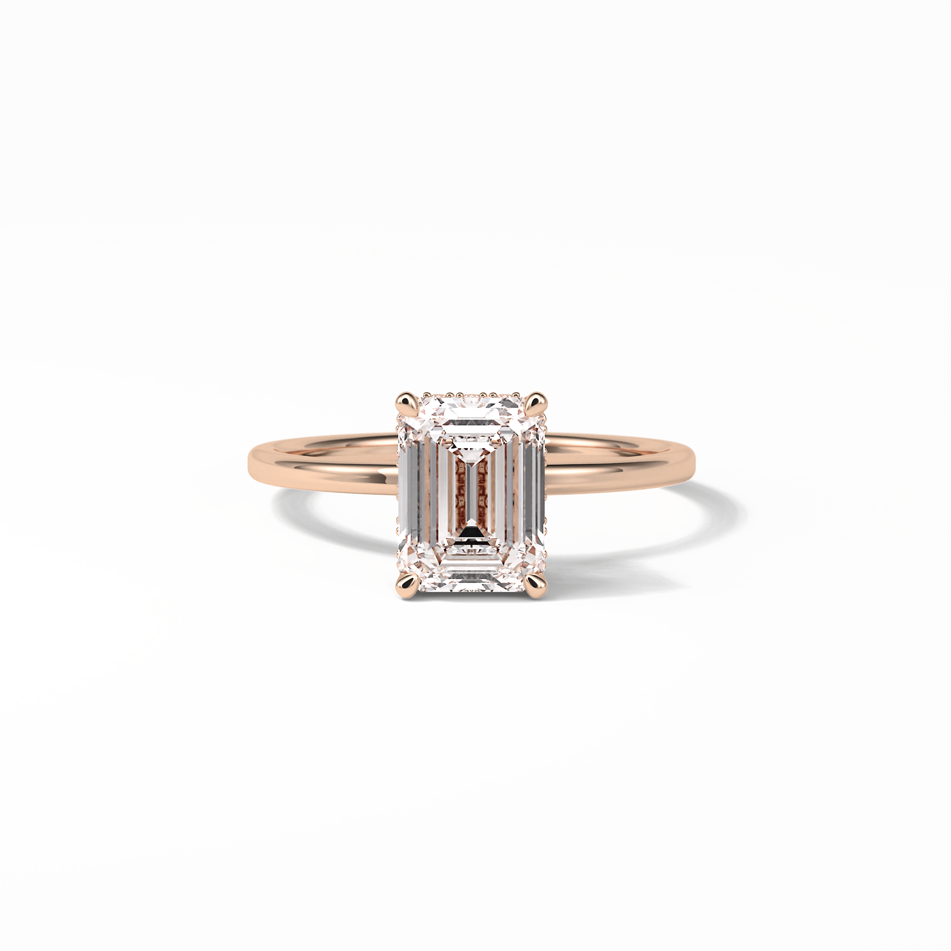 Emerald Hidden Halo Lab Grown Diamond Engagement Ring