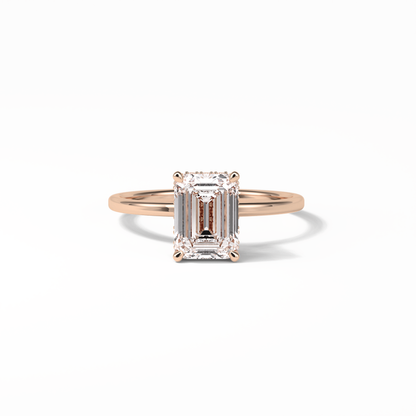 Emerald Hidden Halo Lab Grown Diamond Engagement Ring