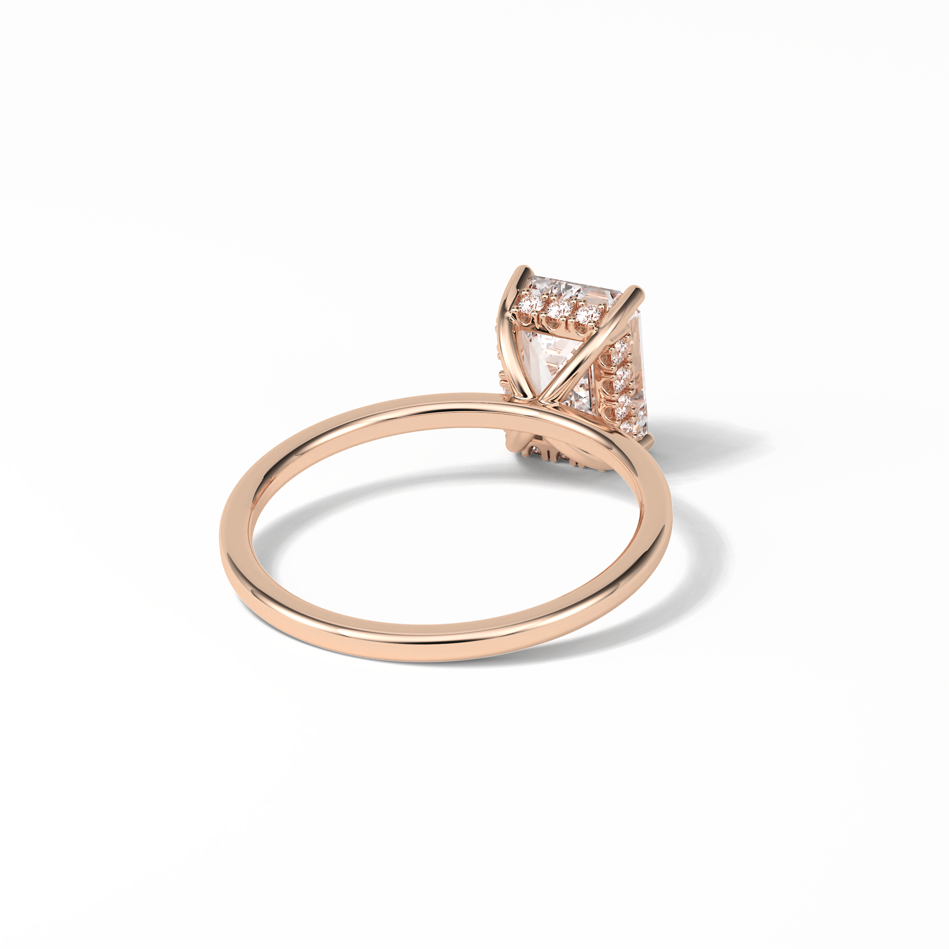 Emerald Hidden Halo Lab Grown Diamond Engagement Ring