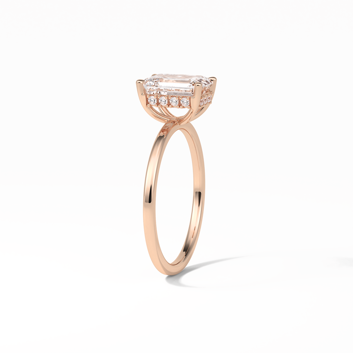 Emerald Hidden Halo Lab Grown Diamond Engagement Ring