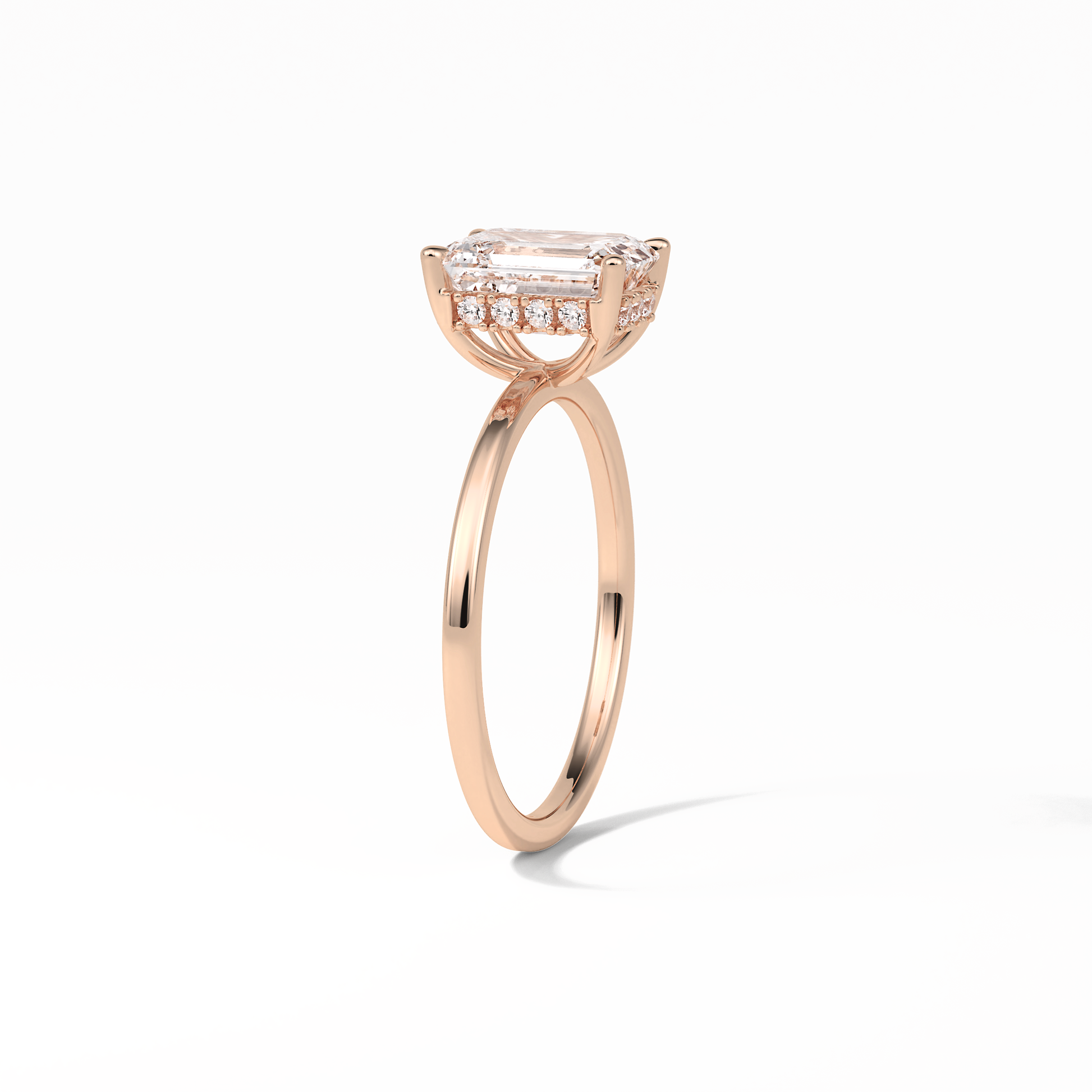 Emerald Hidden Halo Lab Grown Diamond Engagement Ring