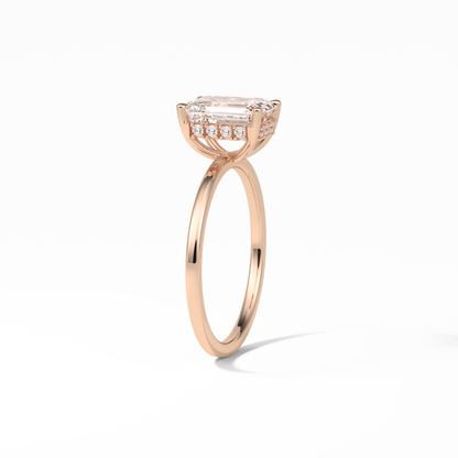 Emerald Hidden Halo Lab Grown Diamond Engagement Ring