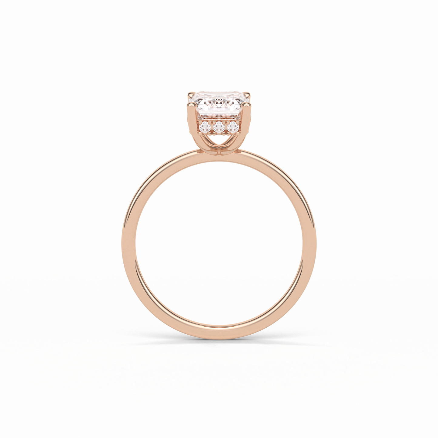 Emerald Hidden Halo Lab Grown Diamond Engagement Ring