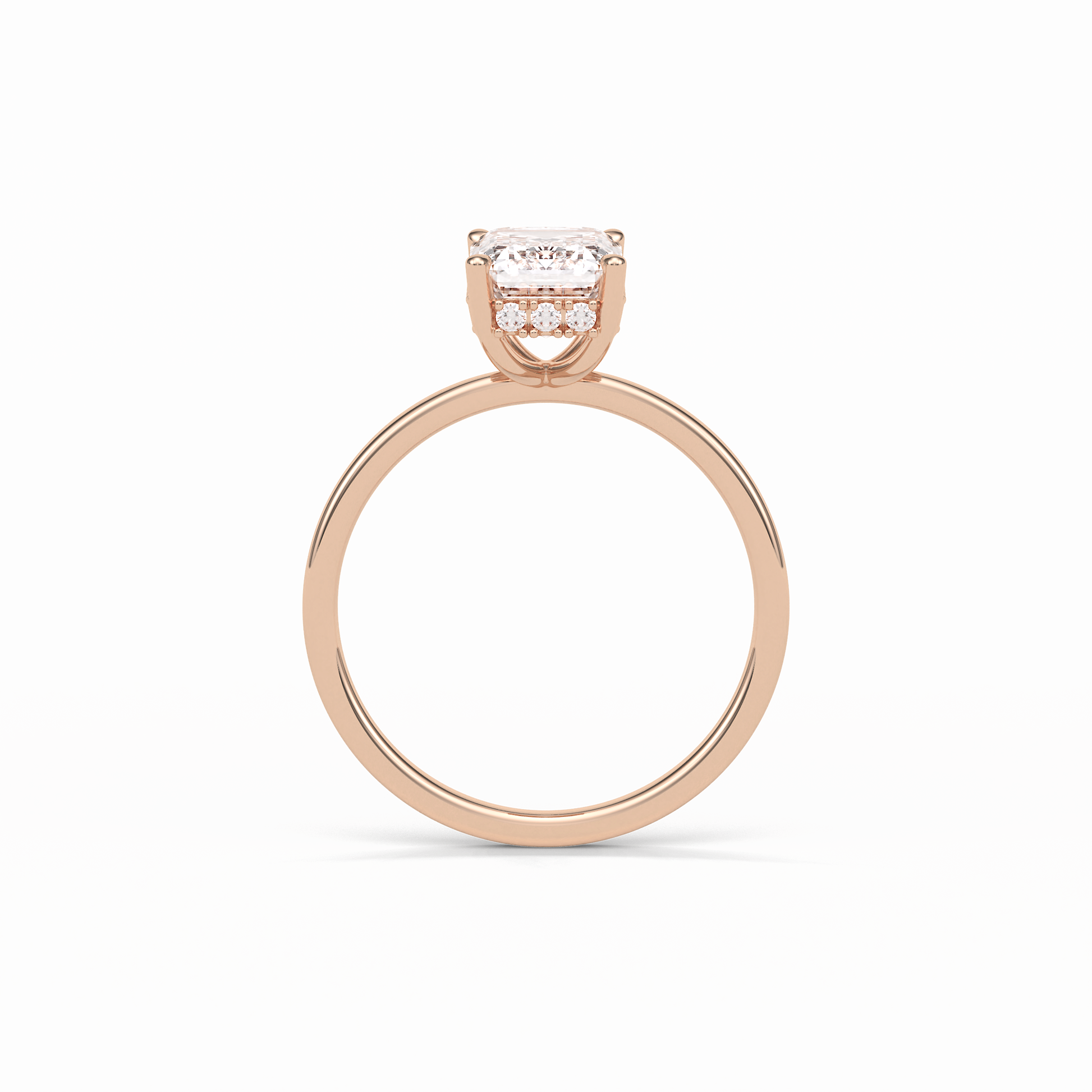Emerald Hidden Halo Lab Grown Diamond Engagement Ring