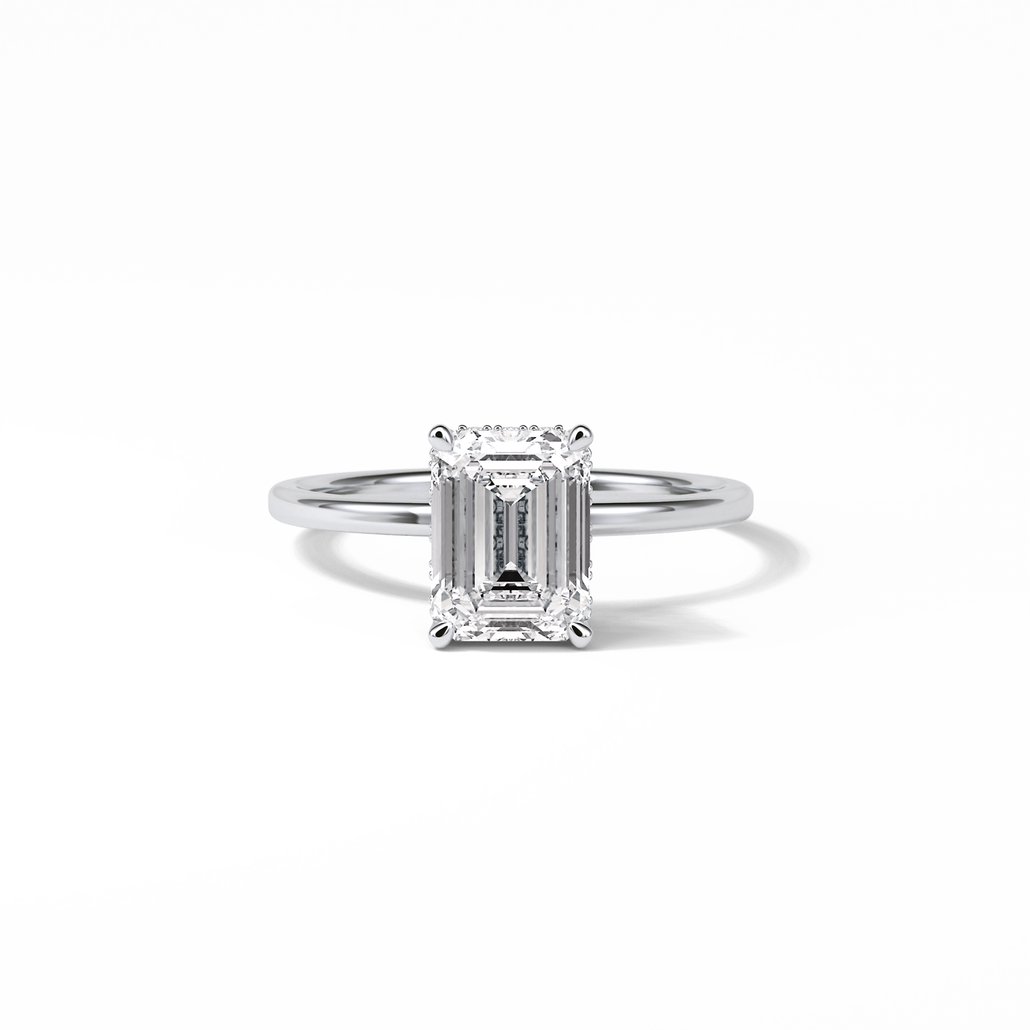 Emerald Hidden Halo Lab Grown Diamond Engagement Ring
