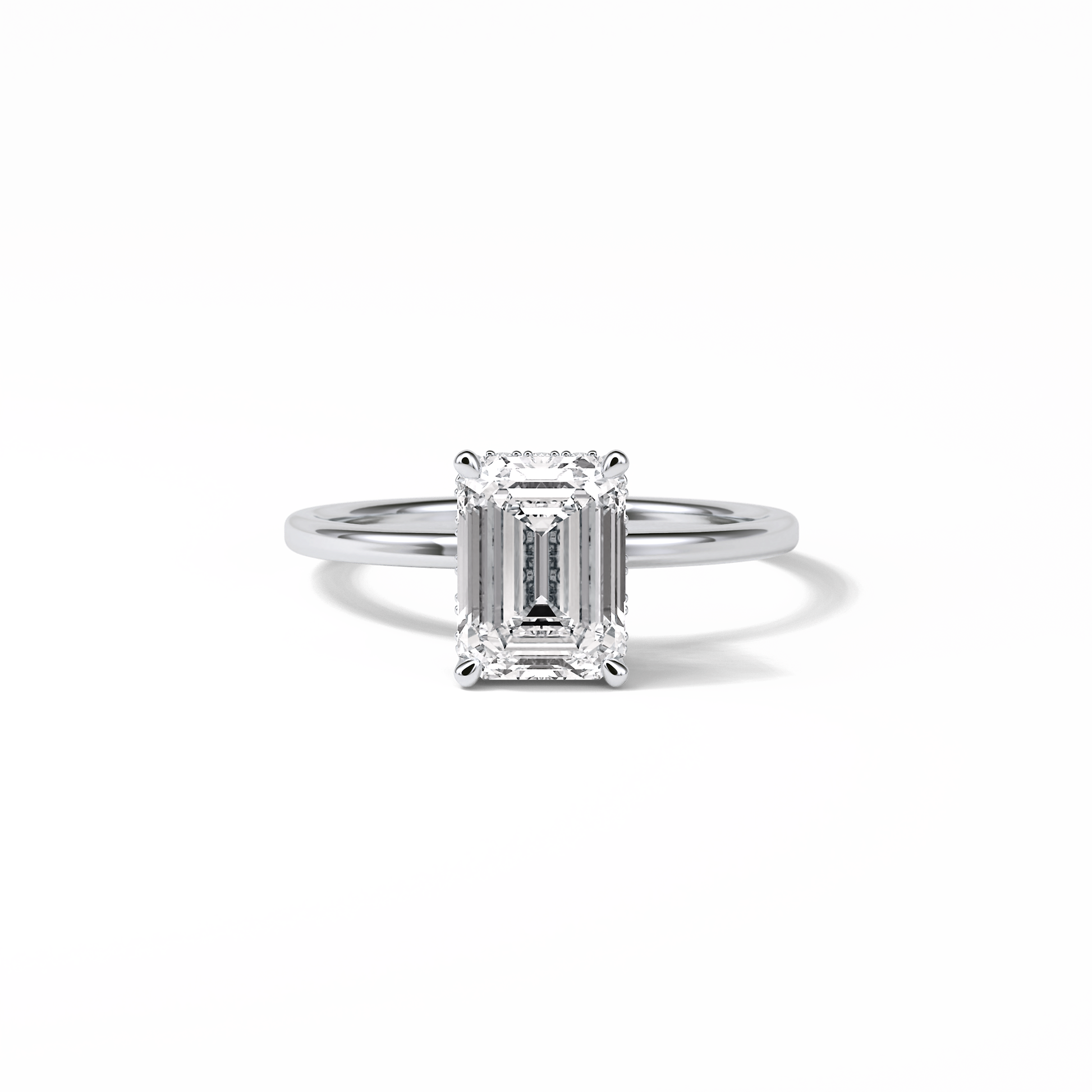 Emerald Hidden Halo Lab Grown Diamond Engagement Ring