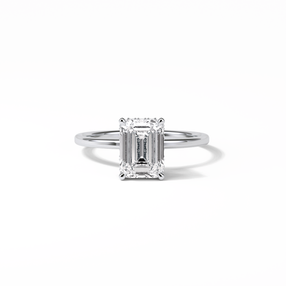 Emerald Hidden Halo Lab Grown Diamond Engagement Ring