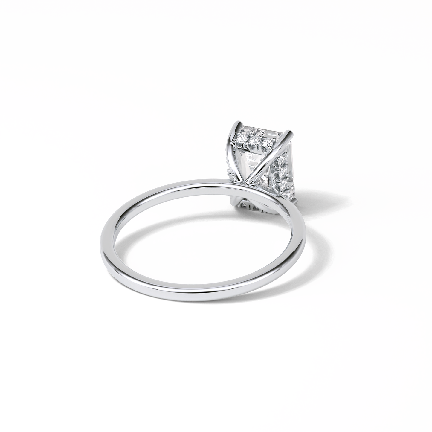 Emerald Hidden Halo Lab Grown Diamond Engagement Ring