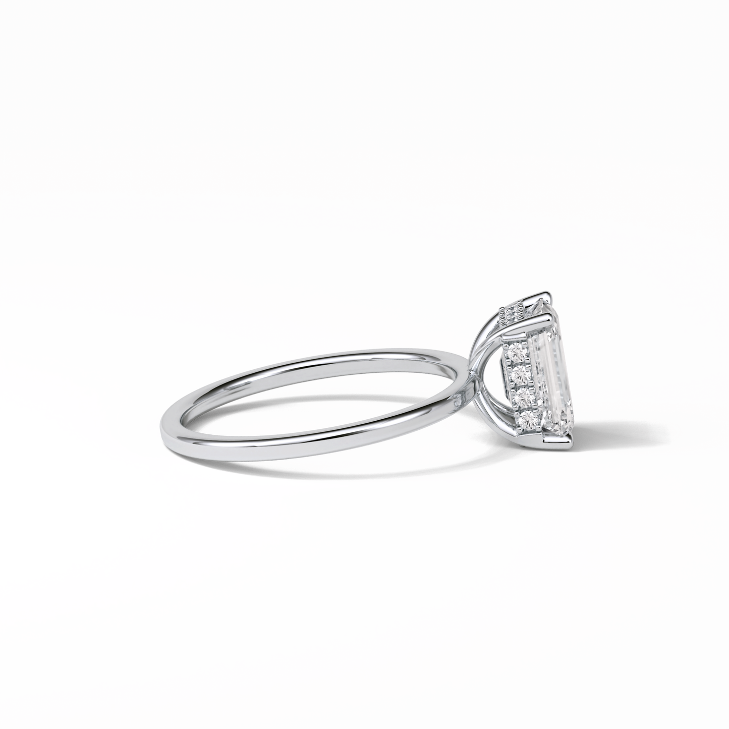 Emerald Hidden Halo Lab Grown Diamond Engagement Ring