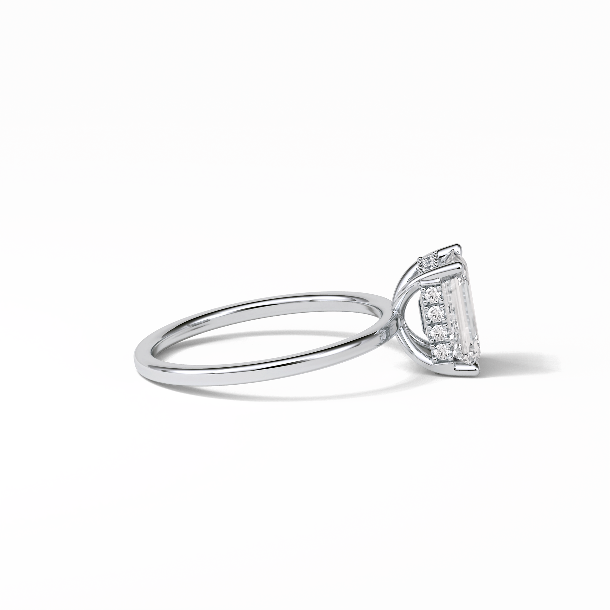 Emerald Hidden Halo Lab Grown Diamond Engagement Ring