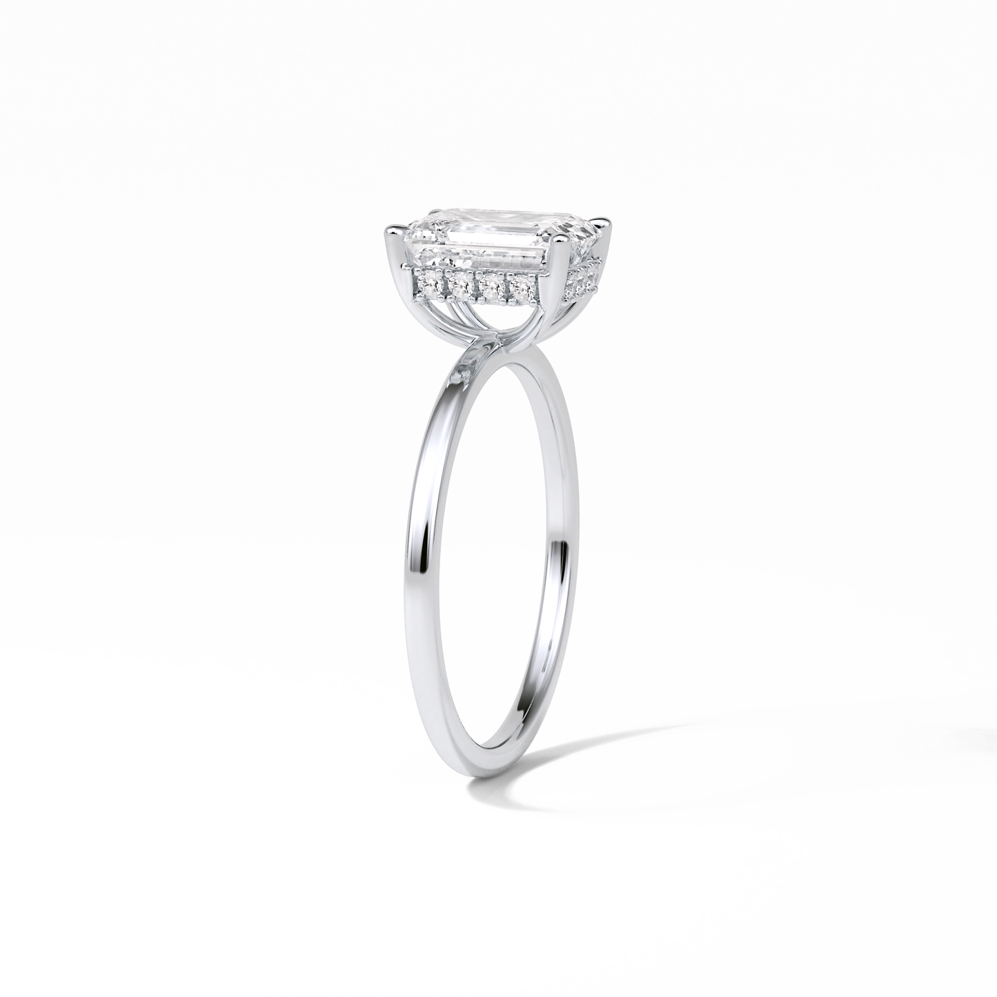 Emerald Hidden Halo Lab Grown Diamond Engagement Ring