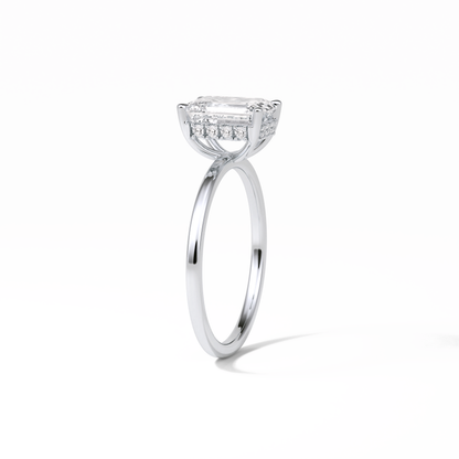 Emerald Hidden Halo Lab Grown Diamond Engagement Ring