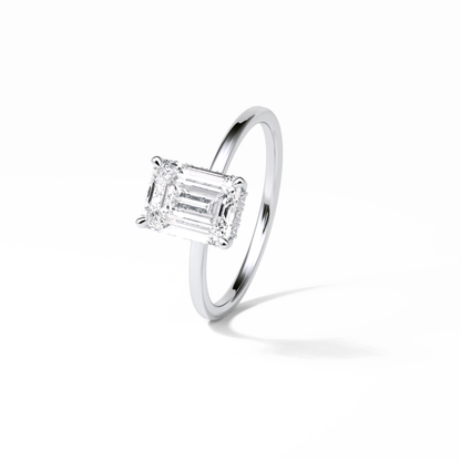 Emerald Hidden Halo Lab Grown Diamond Engagement Ring