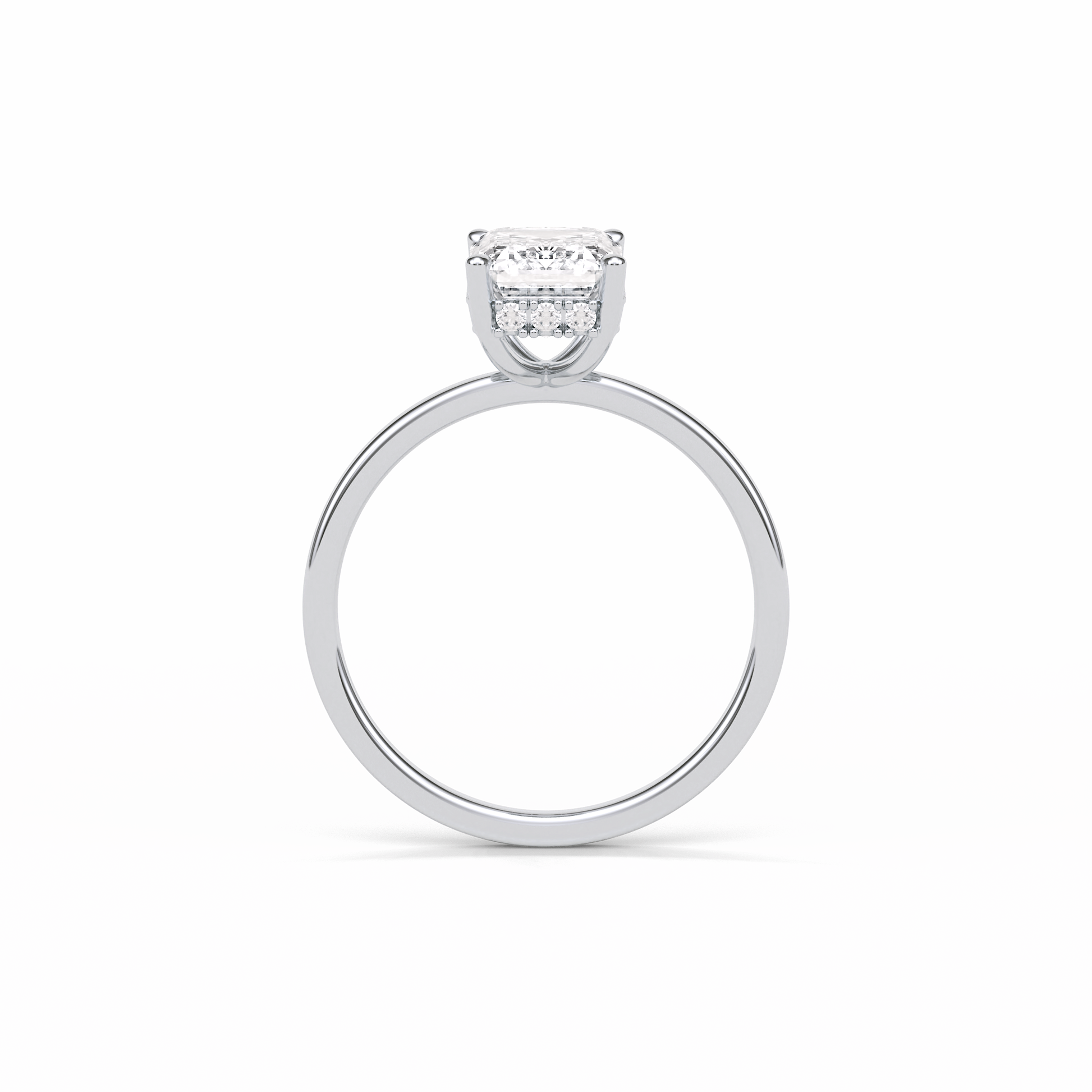 Emerald Hidden Halo Lab Grown Diamond Engagement Ring