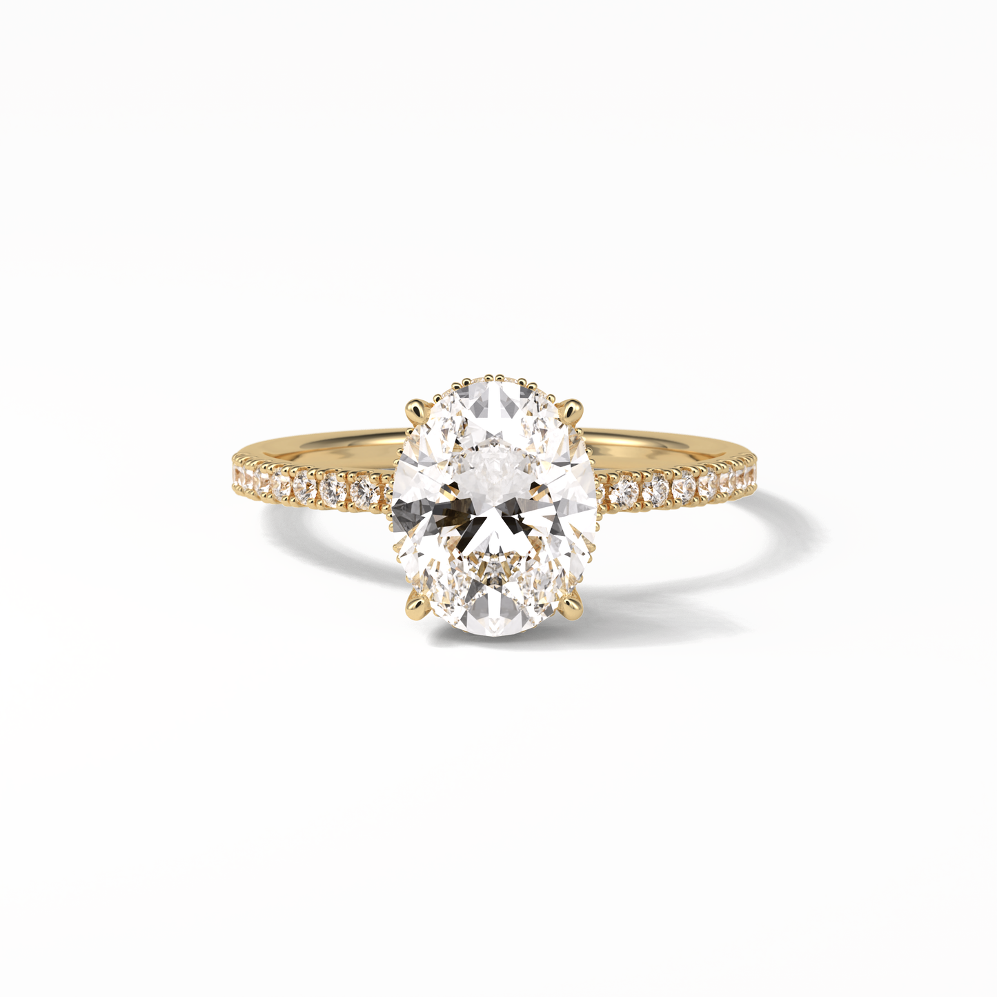 Oval Pave & Hidden Halo Lab Grown Diamond Engagement Ring