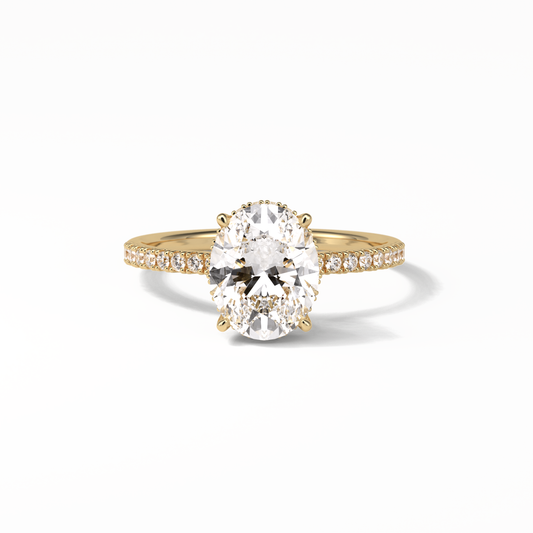 Oval Pave & Hidden Halo Lab Grown Diamond Engagement Ring