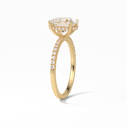 Oval Pave & Hidden Halo Lab Grown Diamond Engagement Ring