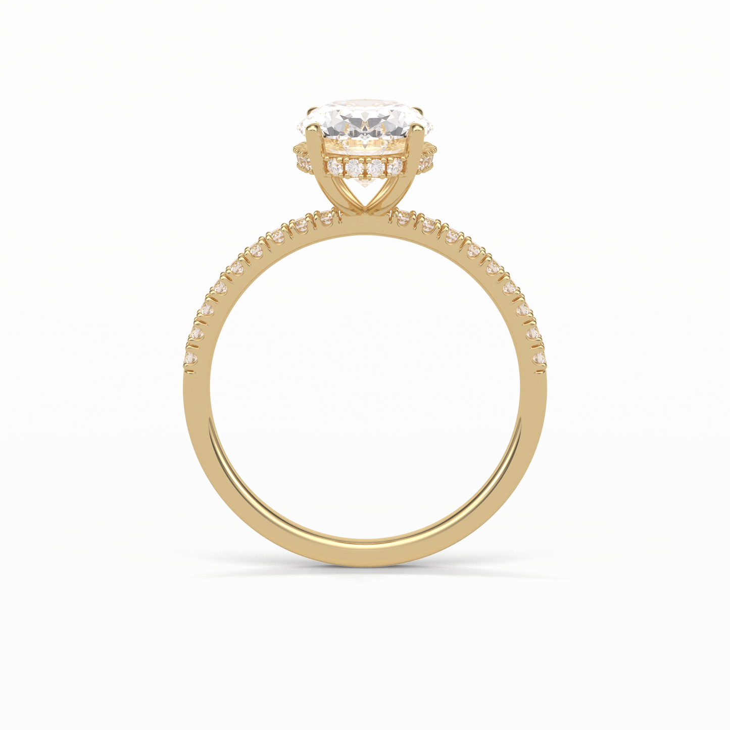 Oval Pave & Hidden Halo Lab Grown Diamond Engagement Ring