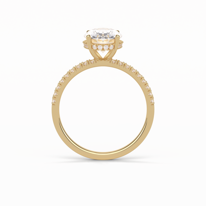 Oval Pave & Hidden Halo Lab Grown Diamond Engagement Ring