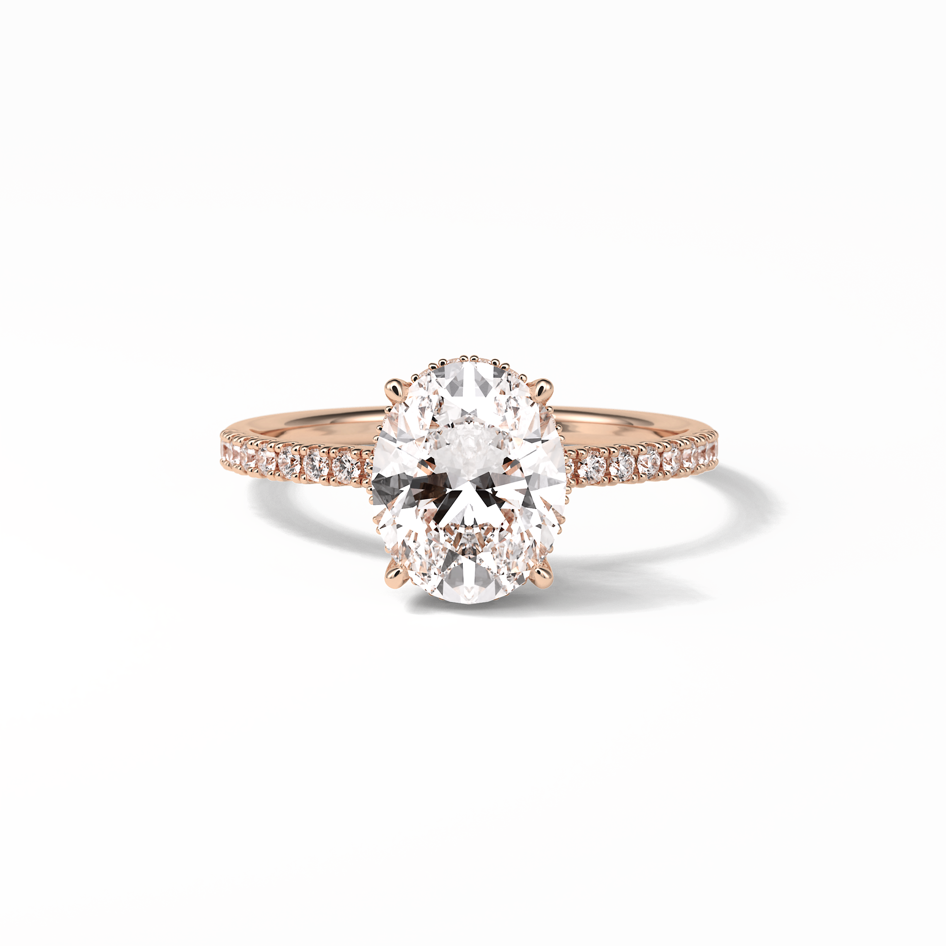 Oval Pave & Hidden Halo Lab Grown Diamond Engagement Ring