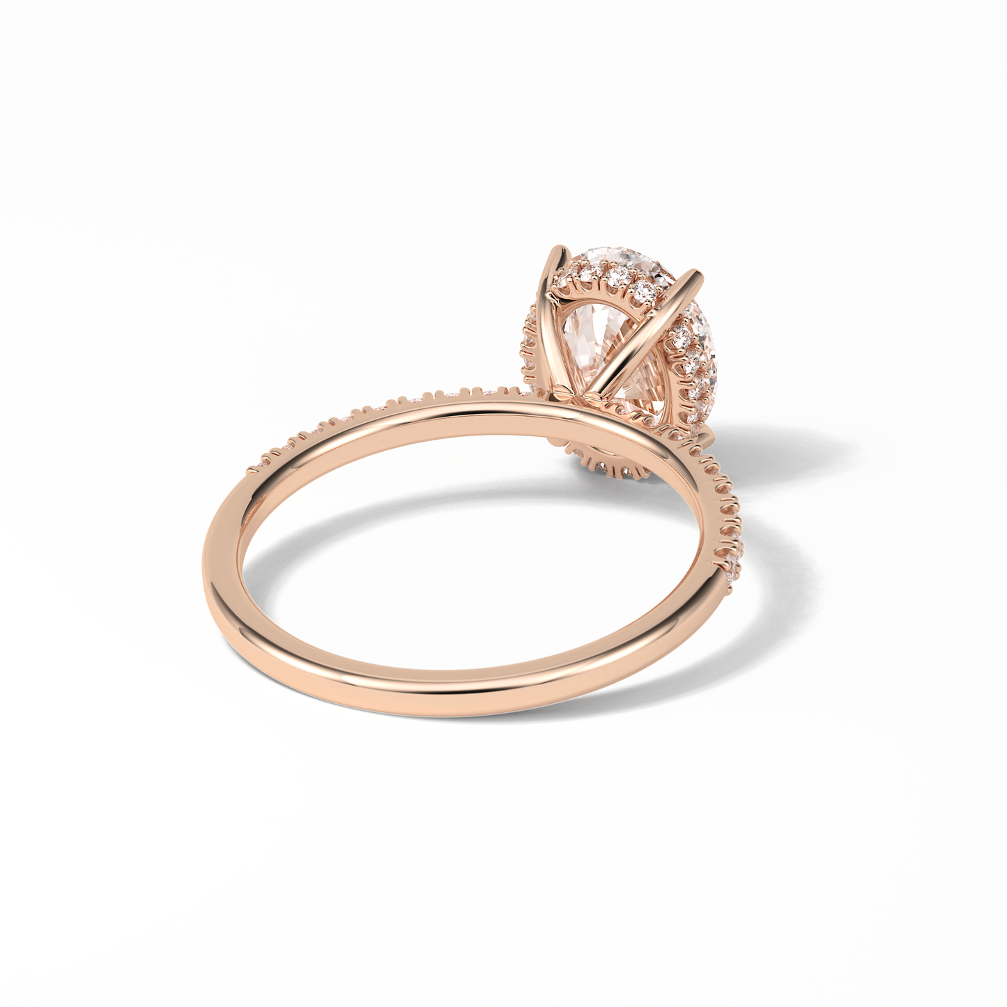 Oval Pave & Hidden Halo Lab Grown Diamond Engagement Ring