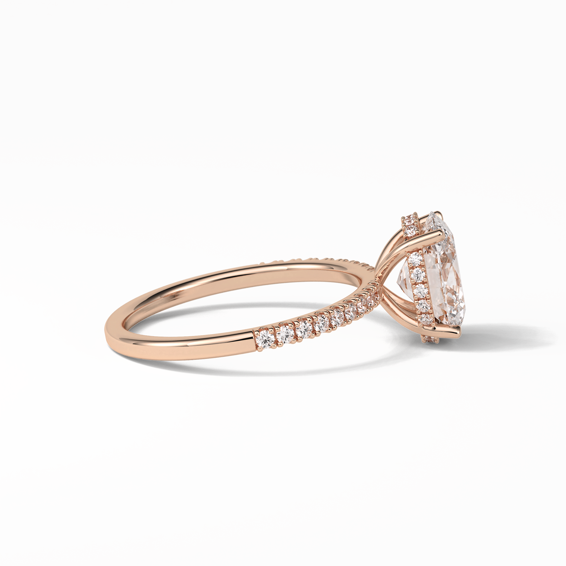 Oval Pave & Hidden Halo Lab Grown Diamond Engagement Ring