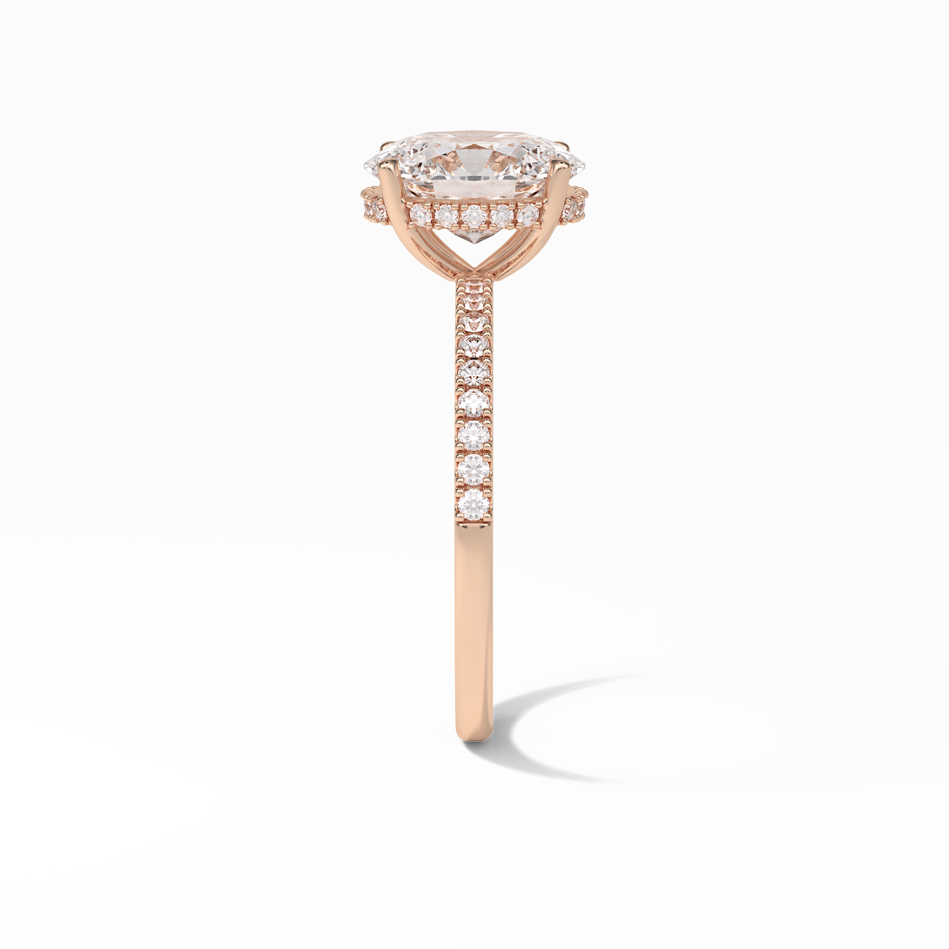 Oval Pave & Hidden Halo Lab Grown Diamond Engagement Ring