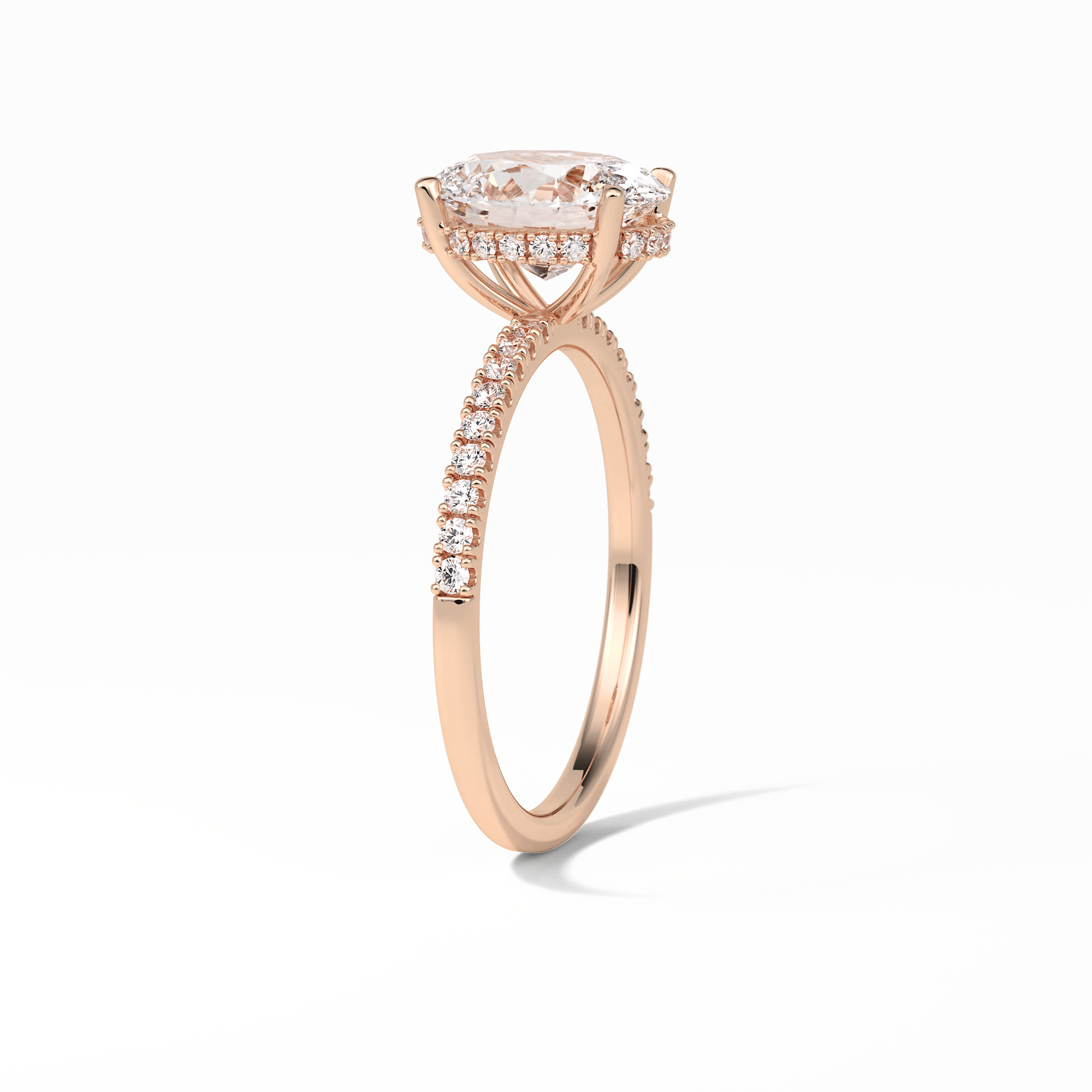 Oval Pave & Hidden Halo Lab Grown Diamond Engagement Ring
