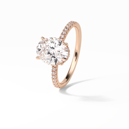 Oval Pave & Hidden Halo Lab Grown Diamond Engagement Ring