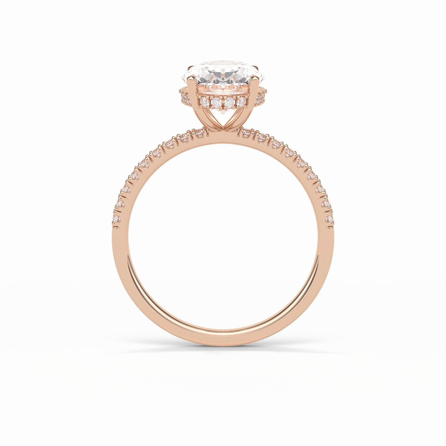 Oval Pave & Hidden Halo Lab Grown Diamond Engagement Ring