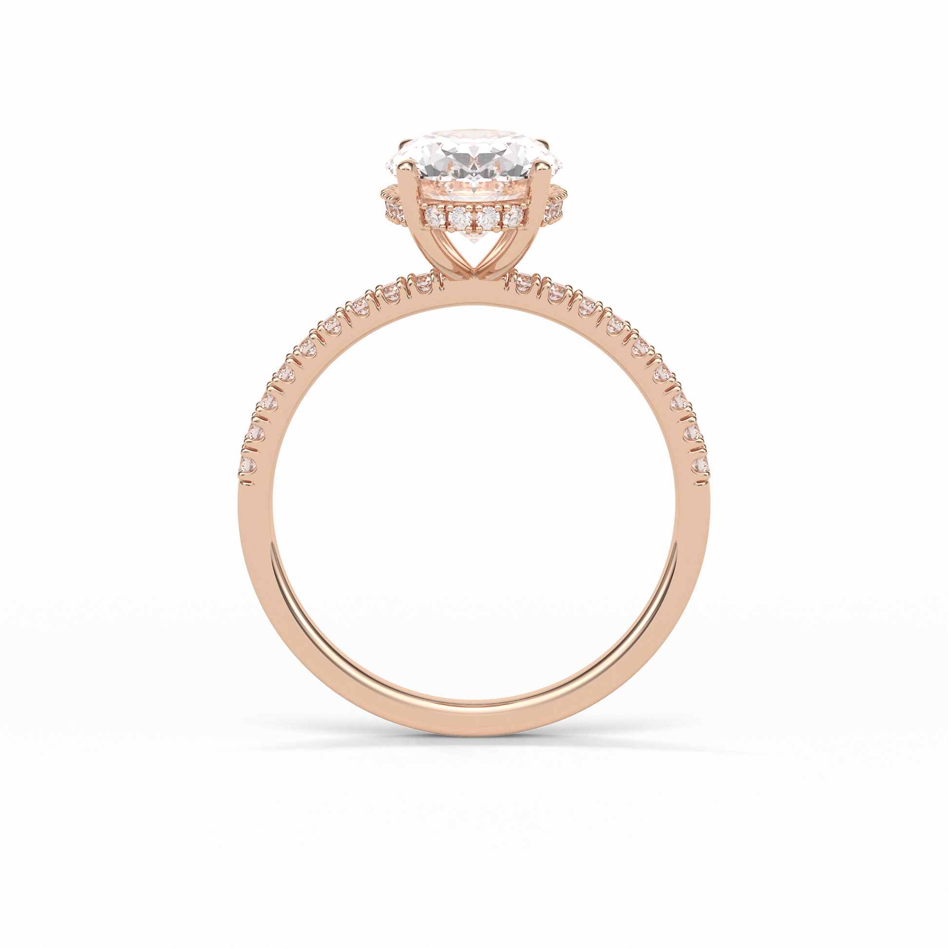 Oval Pave & Hidden Halo Lab Grown Diamond Engagement Ring