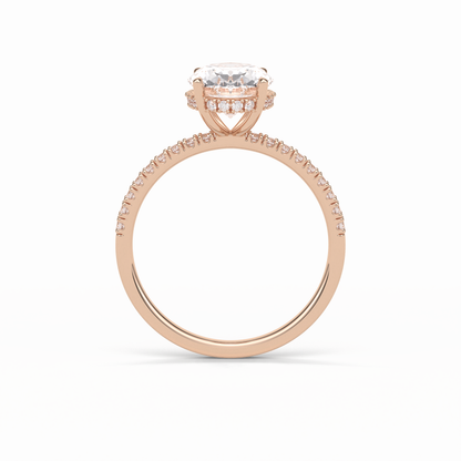 Oval Pave & Hidden Halo Lab Grown Diamond Engagement Ring