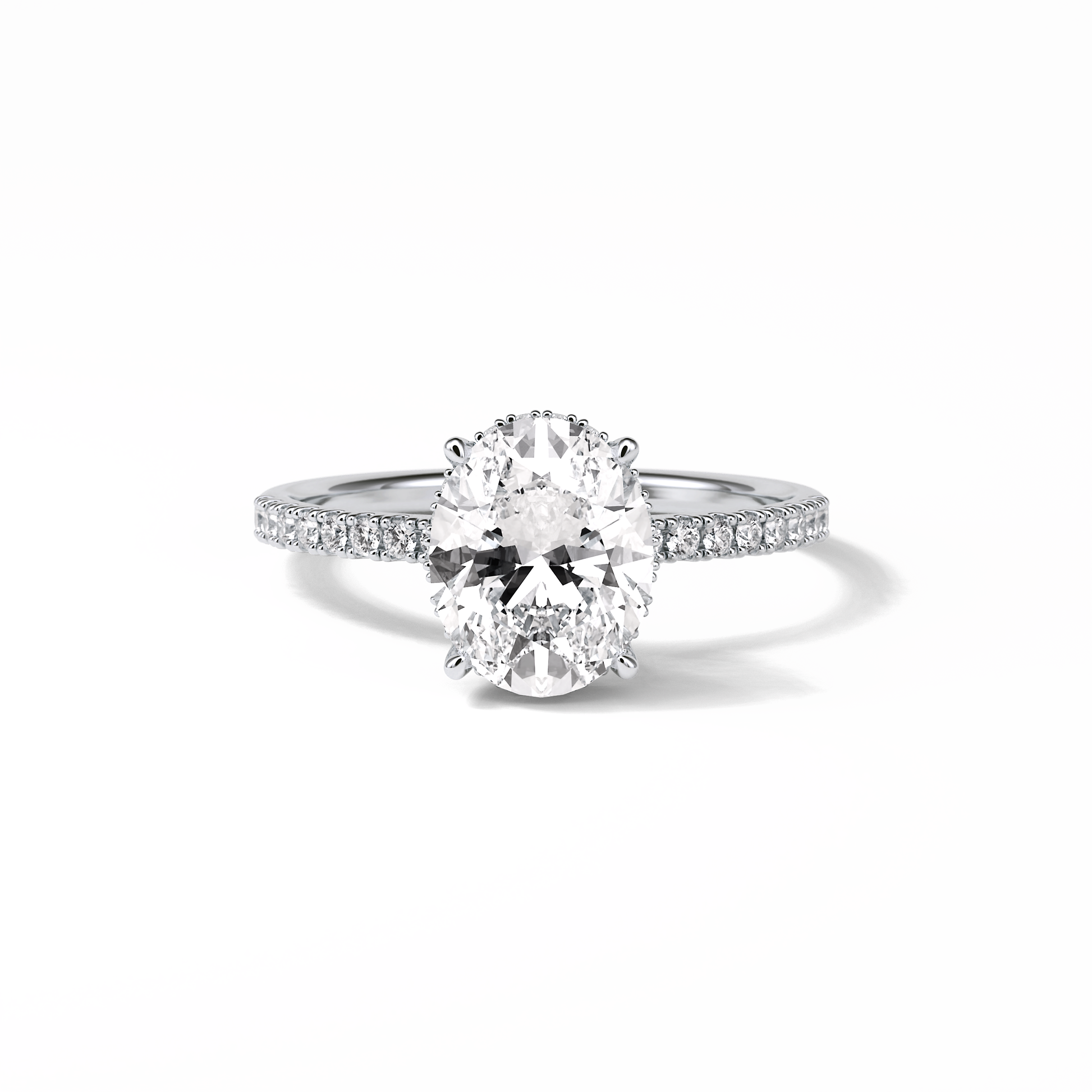 Oval Pave & Hidden Halo Lab Grown Diamond Engagement Ring