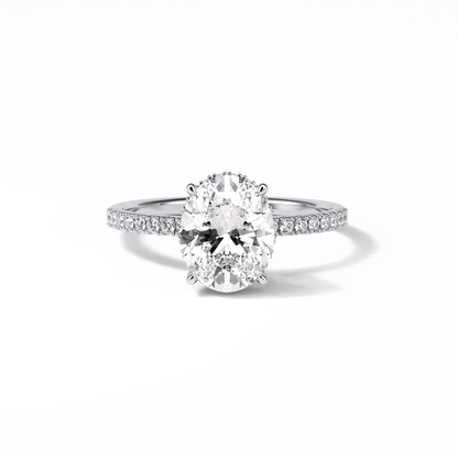 Oval Pave & Hidden Halo Lab Grown Diamond Engagement Ring