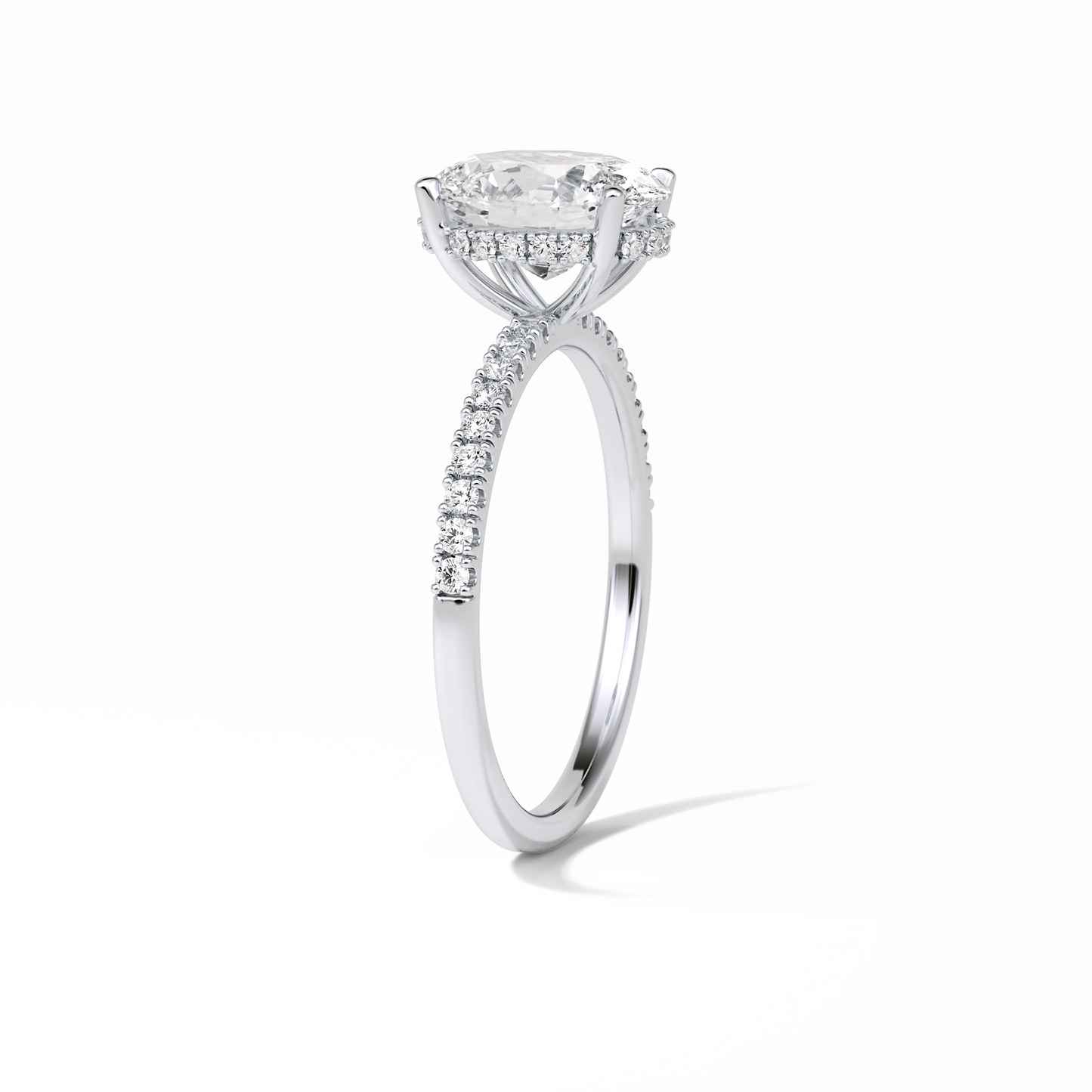 Oval Pave & Hidden Halo Lab Grown Diamond Engagement Ring