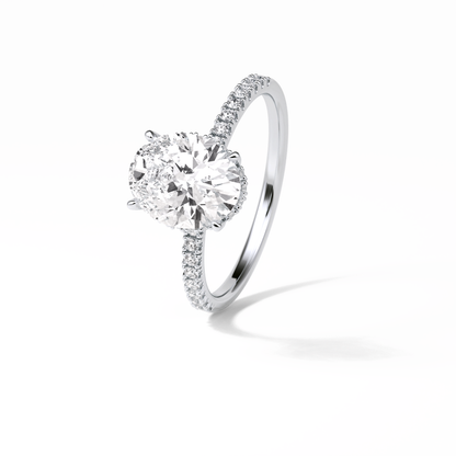 Oval Pave & Hidden Halo Lab Grown Diamond Engagement Ring