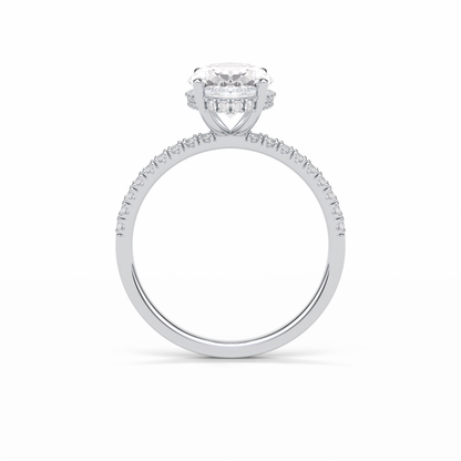 Oval Pave & Hidden Halo Lab Grown Diamond Engagement Ring