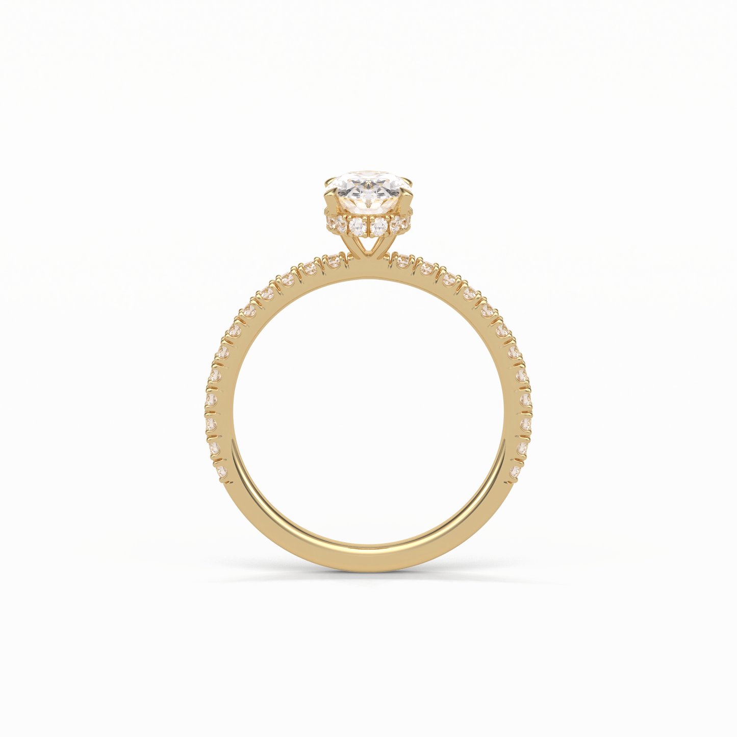 Oval Pave & Hidden Halo Lab Grown Diamond Engagement Ring