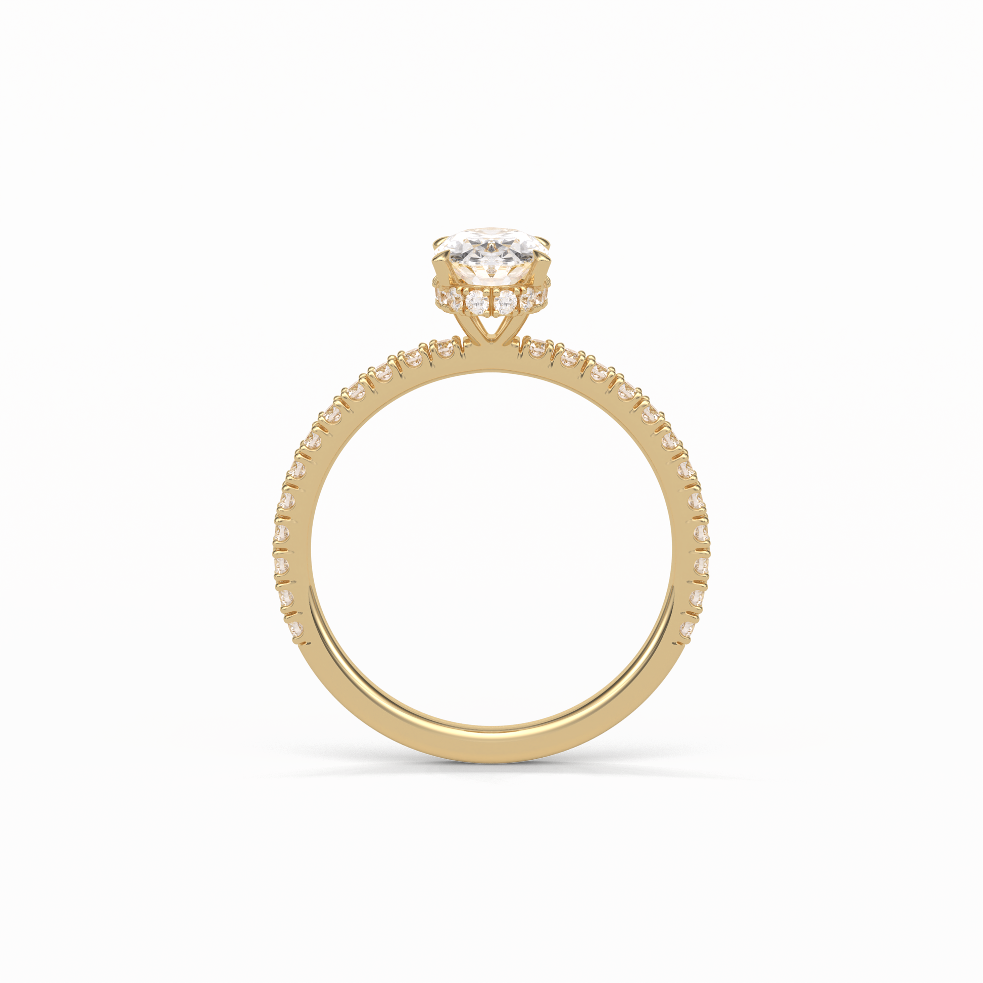 Oval Pave & Hidden Halo Lab Grown Diamond Engagement Ring