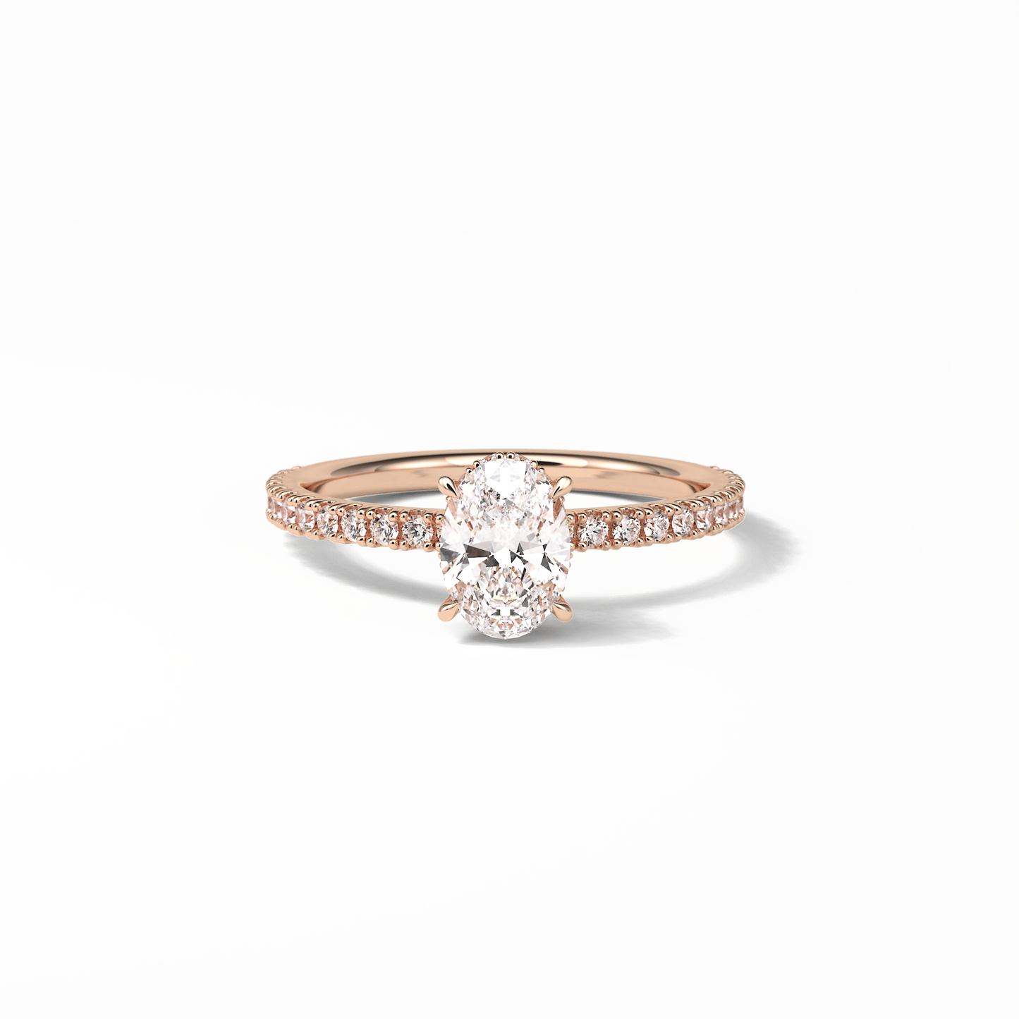 Oval Pave & Hidden Halo Lab Grown Diamond Engagement Ring