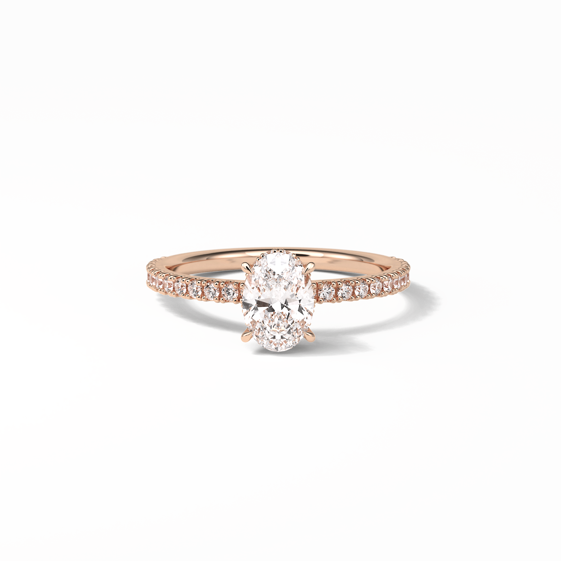 Oval Pave & Hidden Halo Lab Grown Diamond Engagement Ring