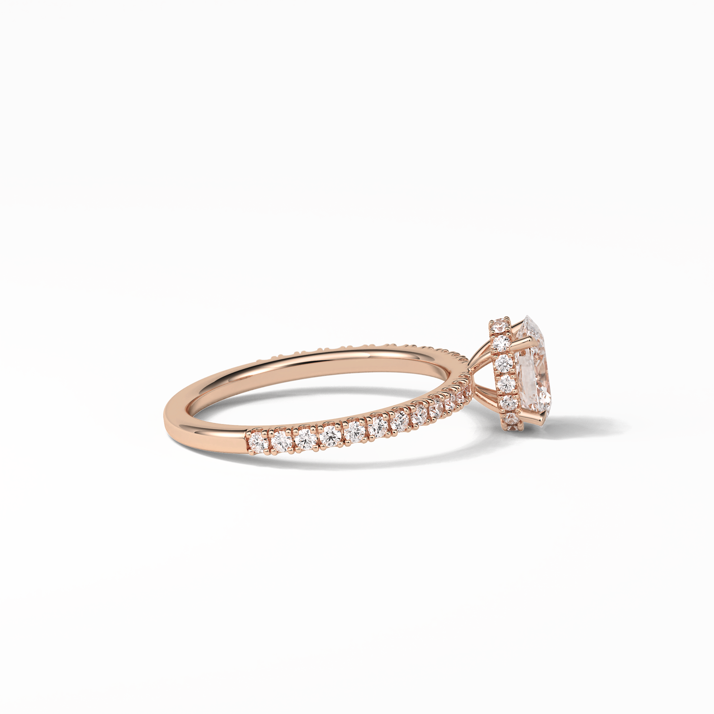 Oval Pave & Hidden Halo Lab Grown Diamond Engagement Ring