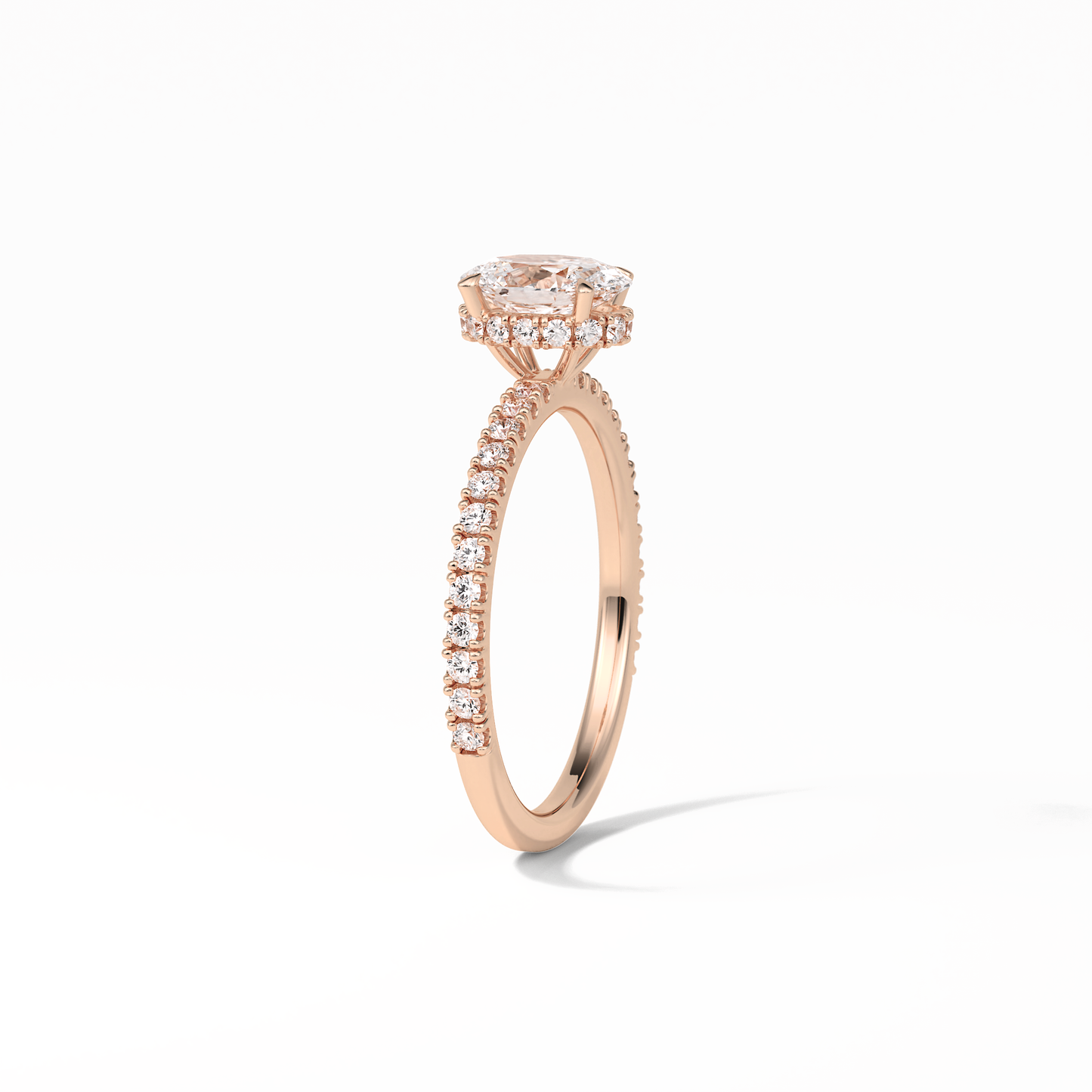 Oval Pave & Hidden Halo Lab Grown Diamond Engagement Ring