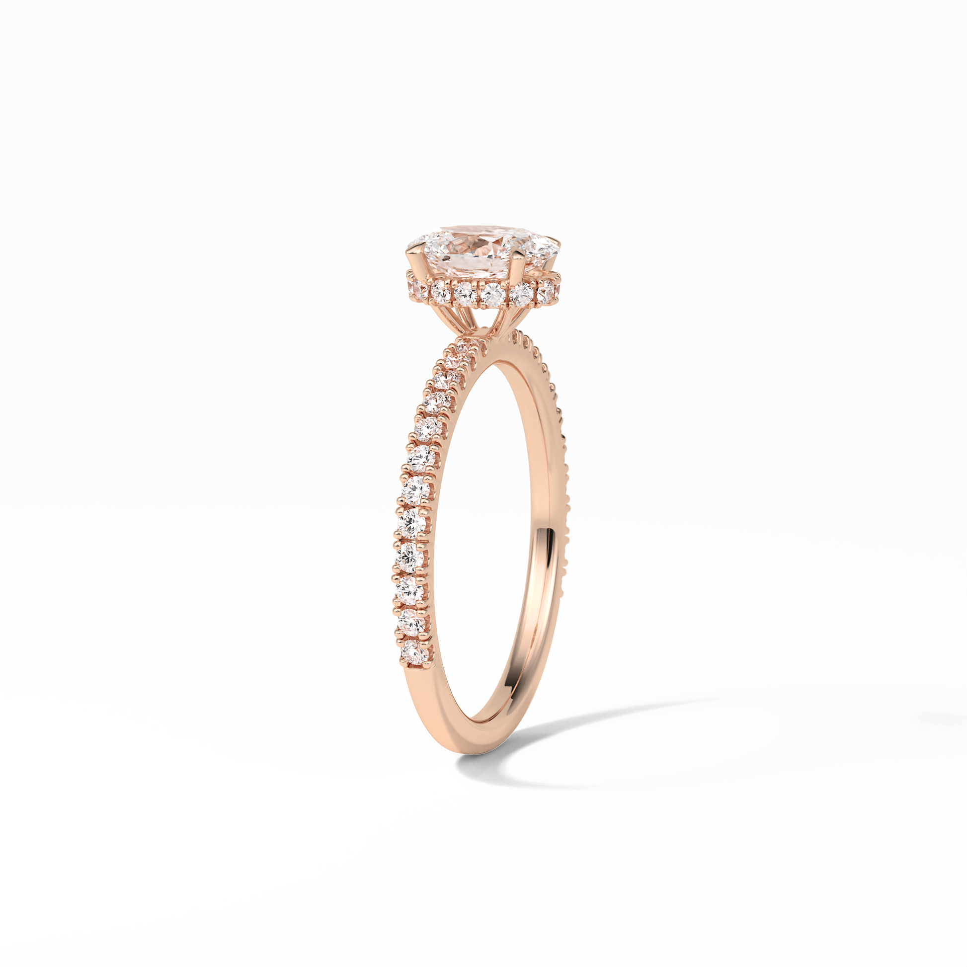 Oval Pave & Hidden Halo Lab Grown Diamond Engagement Ring