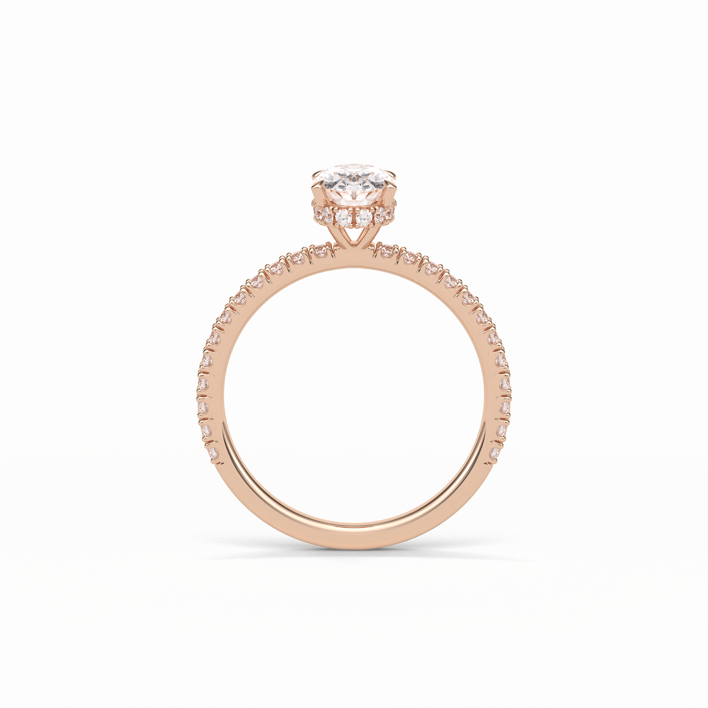Oval Pave & Hidden Halo Lab Grown Diamond Engagement Ring