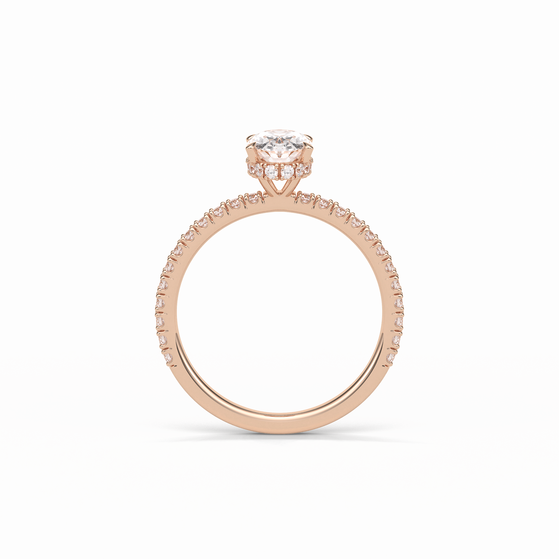 Oval Pave & Hidden Halo Lab Grown Diamond Engagement Ring