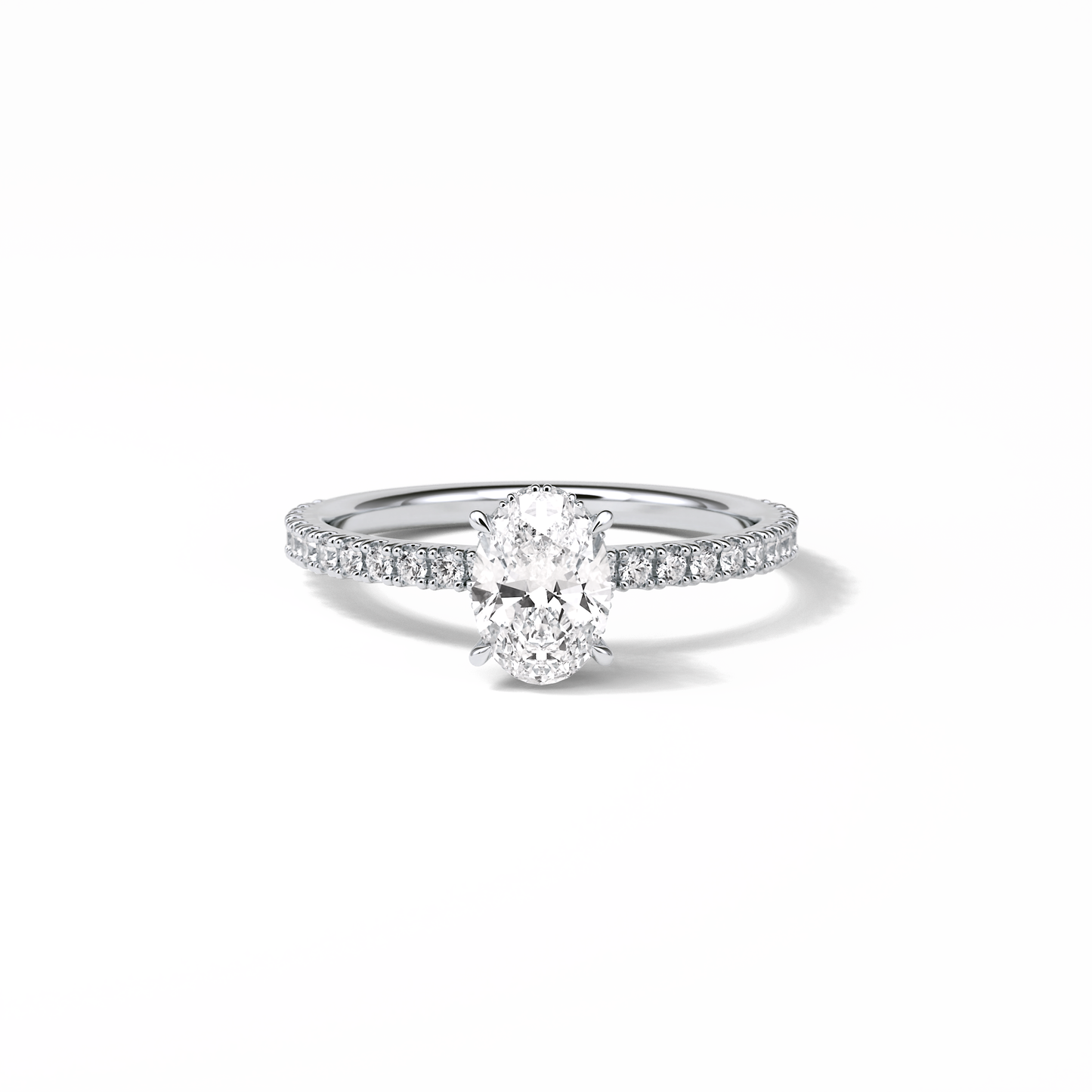 Oval Pave & Hidden Halo Lab Grown Diamond Engagement Ring