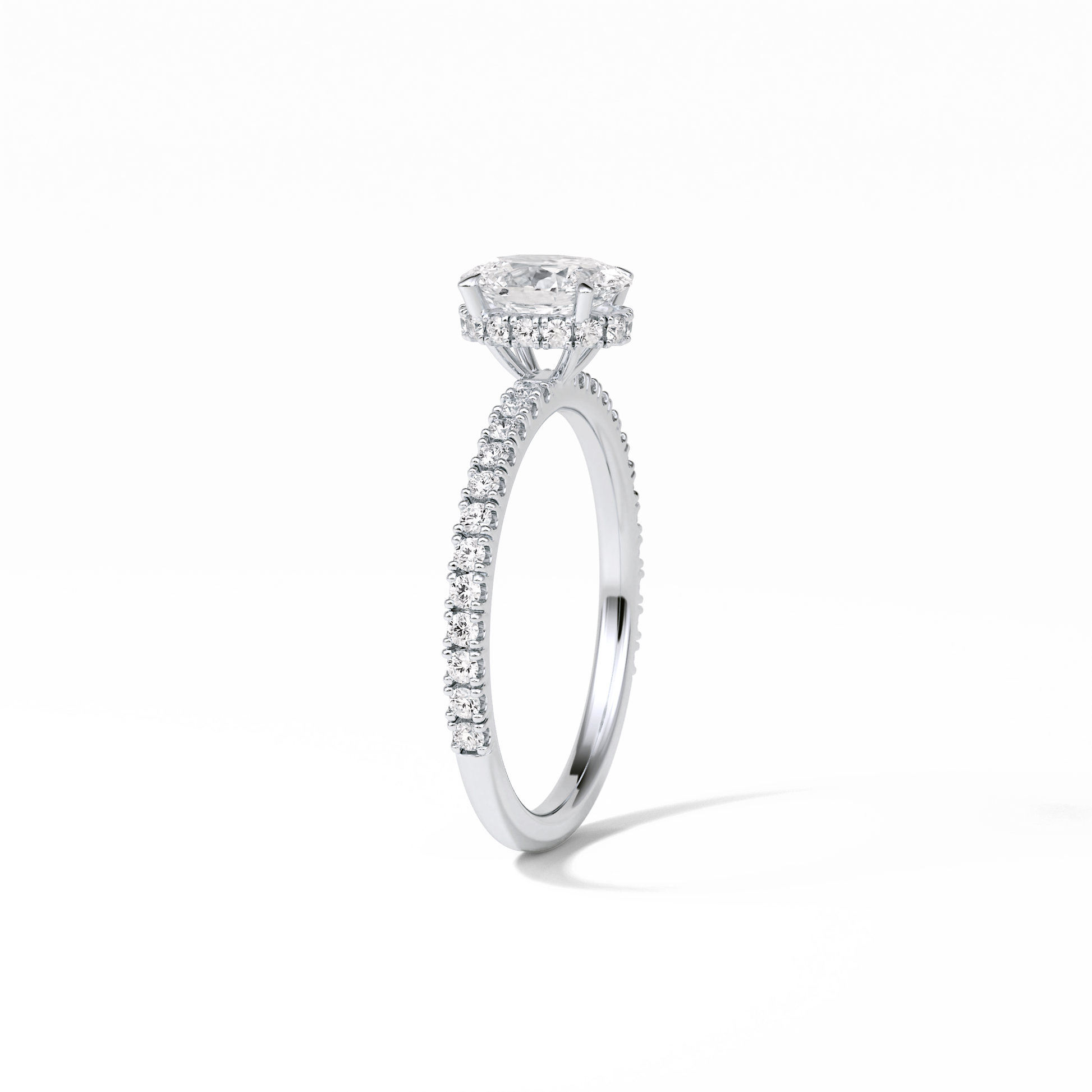 Oval Pave & Hidden Halo Lab Grown Diamond Engagement Ring