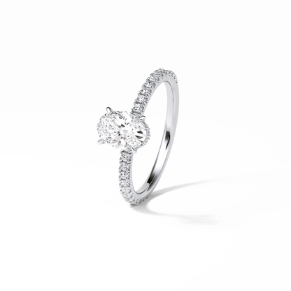 Oval Pave & Hidden Halo Lab Grown Diamond Engagement Ring